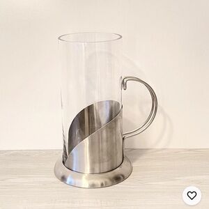 Large French Coffee Press Glass Carafe with Stainless Steel Handled Holder